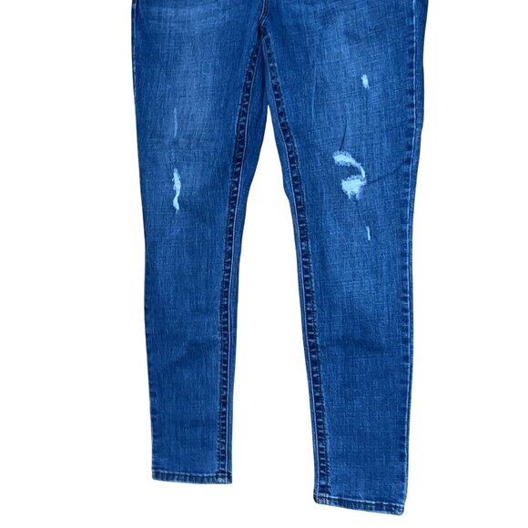 Seven Womens Distressed Mid-Rise Skinny Jeans Size 14 Blue Denim - Picture 3 of 6